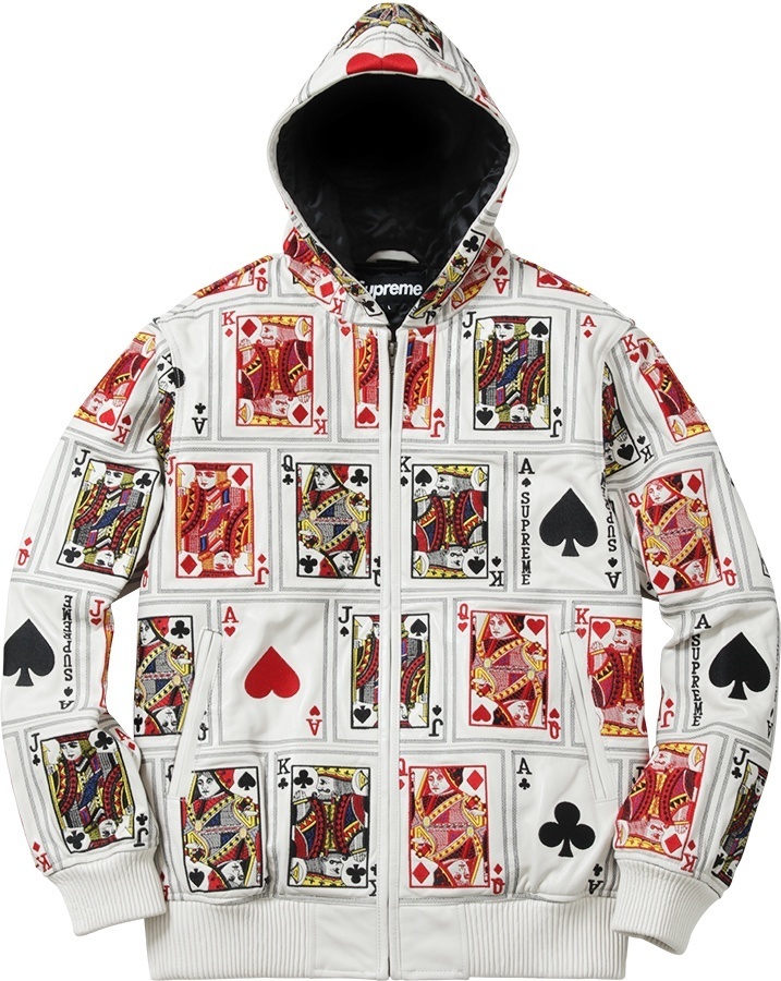Court Cards Hooded Leather Jacket view 2
